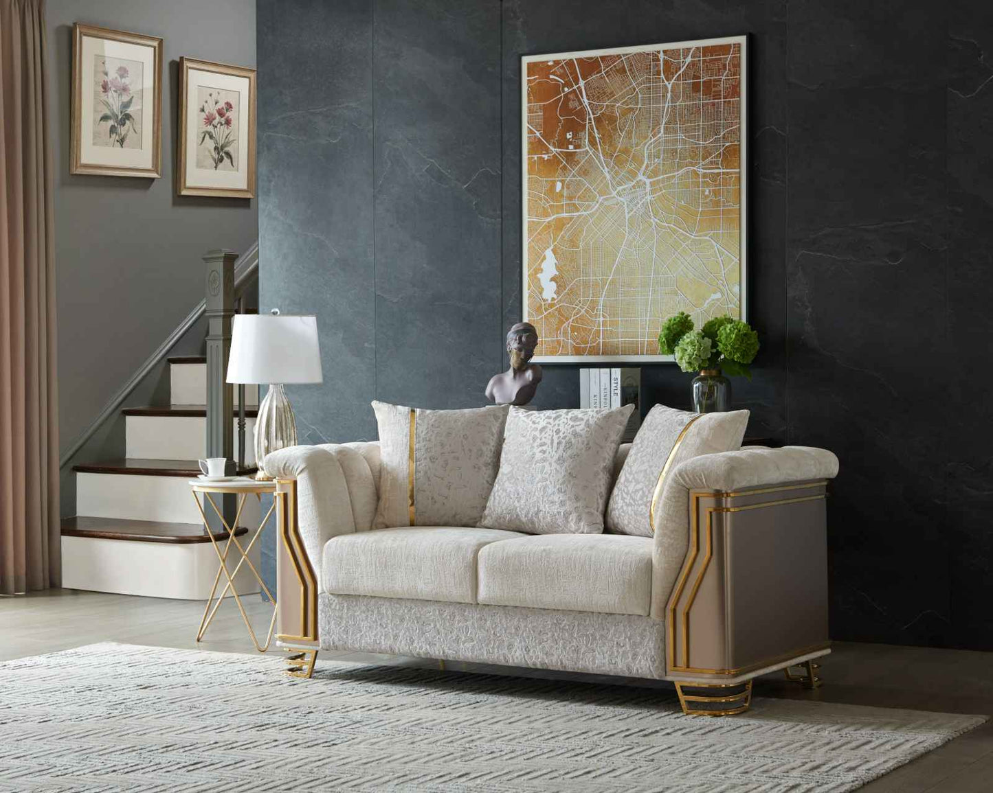 Chateau Beige Sofa – Elegant Modern Upholstered Living Room Sofa (L8625)