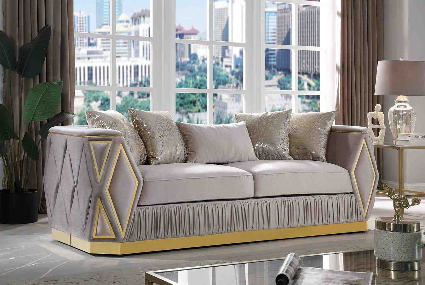 Kibali Taupe Sofa – Modern Upholstered Living Room Sofa (L8725)