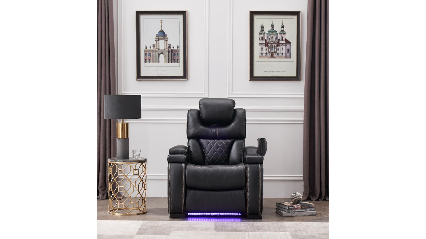 L1665-LEXUS-SOFA W/DD TRAY,POWER & USB-BLACK & Brown