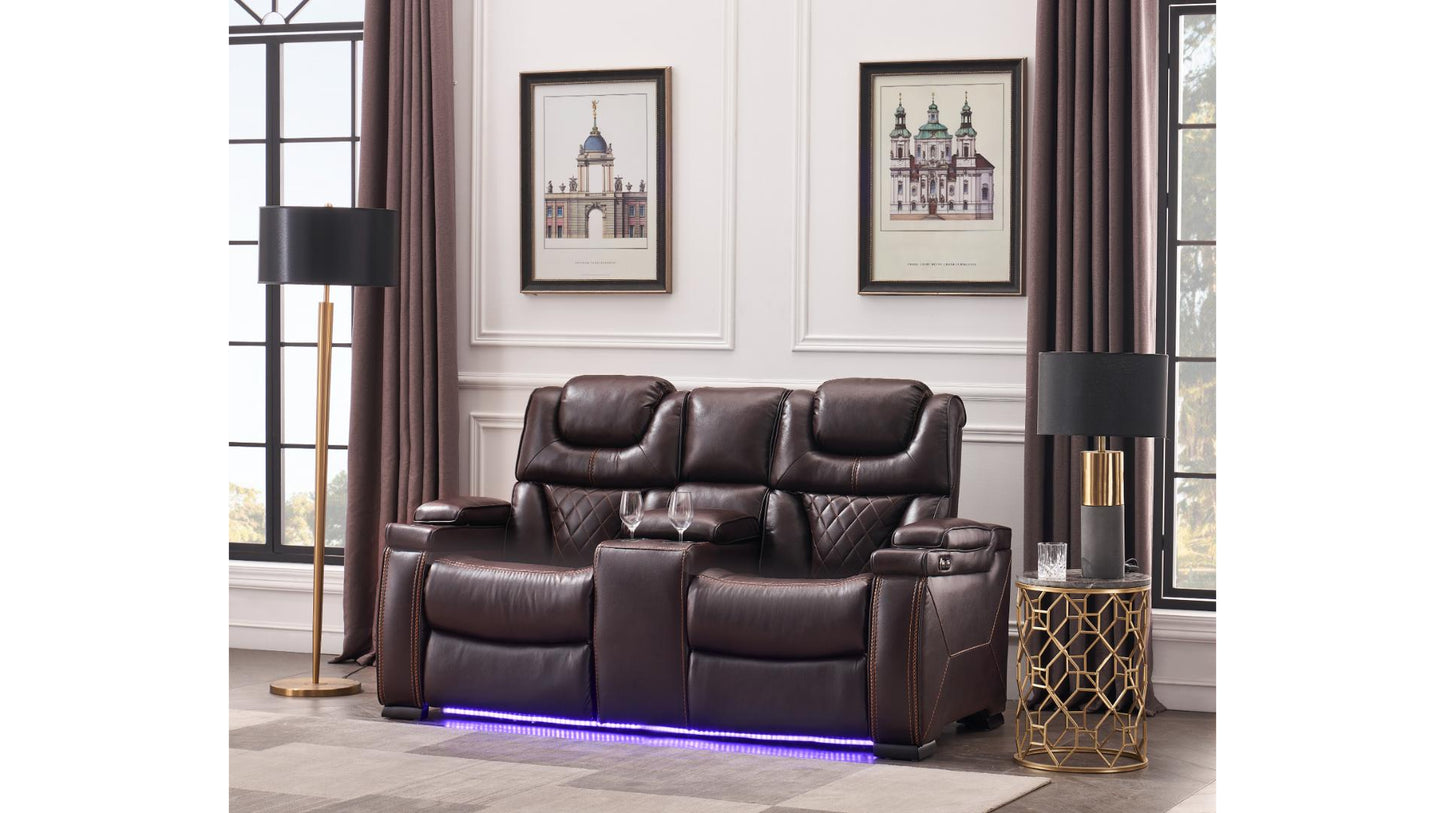 L1665-LEXUS-SOFA W/DD TRAY,POWER & USB-BLACK & Brown