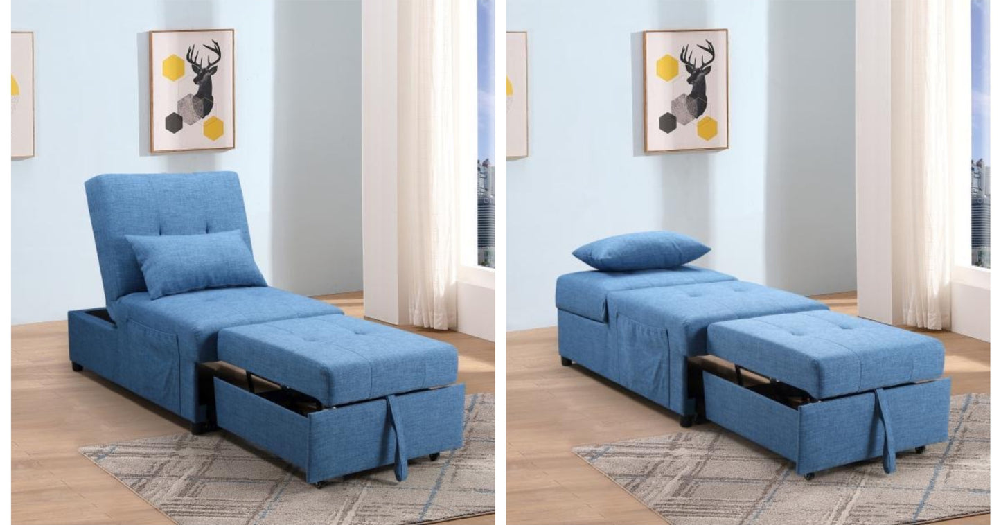 LK- 075 BLUE FABRIC Sofa Cum Bed