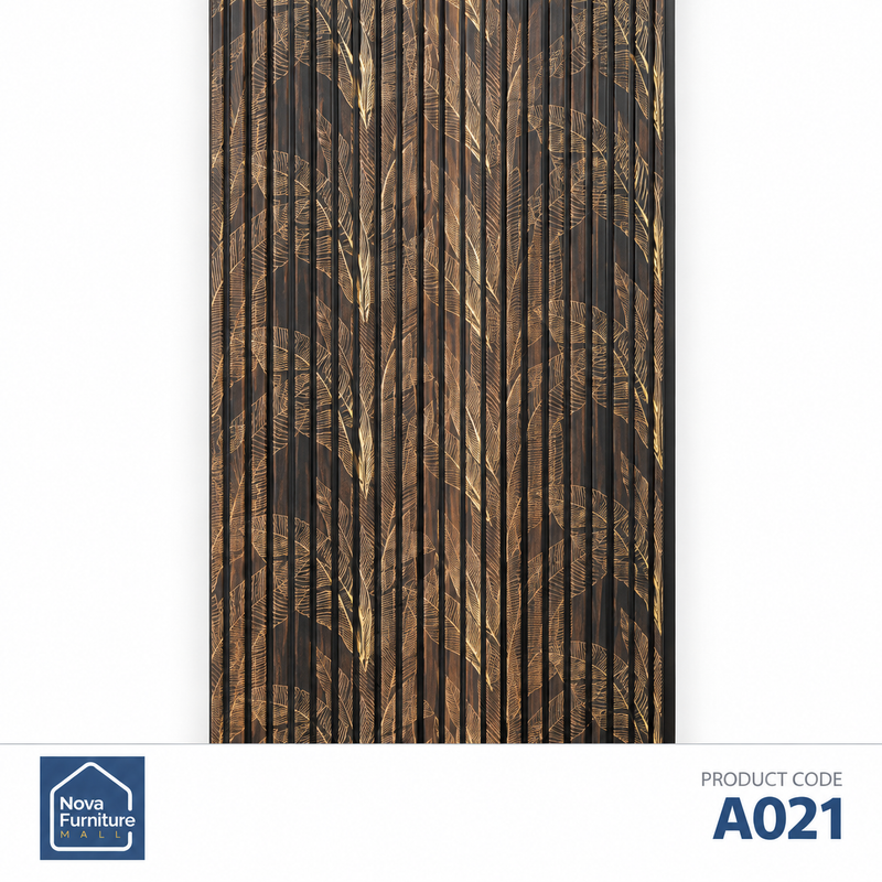 A021 bronze leaf ribbed PVC wall panel, 8 inches wide and 9 feet 6 inches long