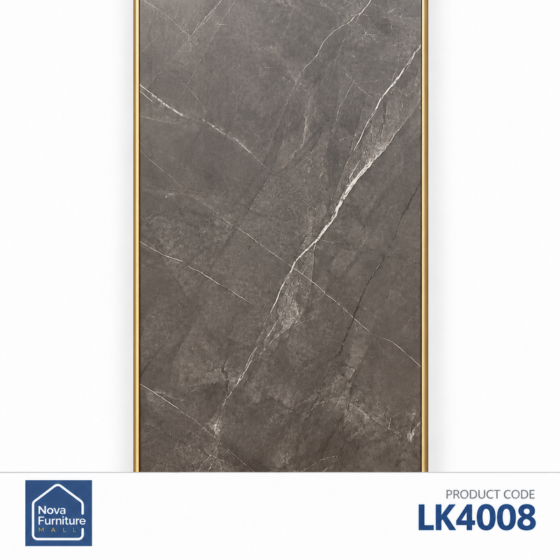 LK4008 taupe stone-effect flat PVC wall panel, 16 inches wide and 9 feet 6 inches long