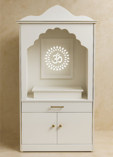 MC 107 Arched Storage Home Mandir — 32 × 19 × 56 inches — Nova Furniture Mall