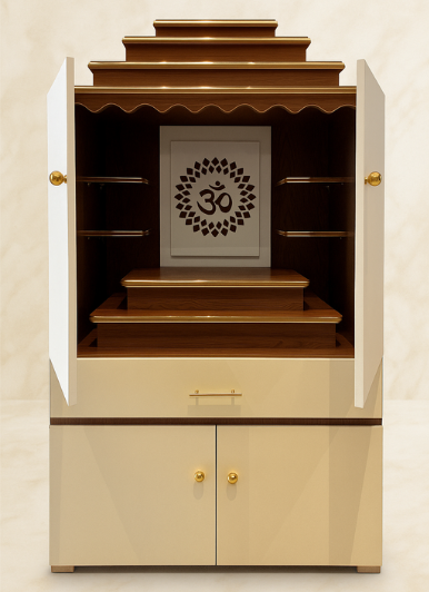 MC 109 Stepped Platform Home Mandir — 36 × 25 × 60 inches — Nova Furniture Mall