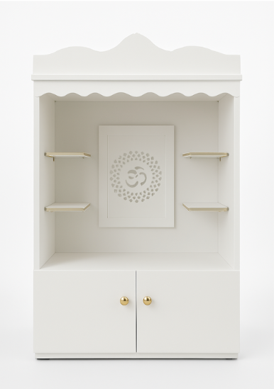 MC 110 Scalloped Home Mandir — 35 × 20 × 58 inches — Nova Furniture Mall