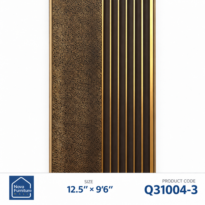 Q31004-3 dark gold crackle combination PVC wall panel, 12.5 inches wide and 9 feet 6 inches long