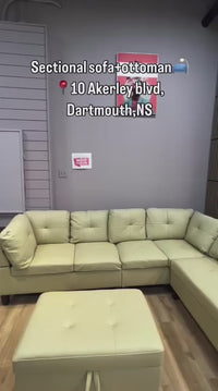 Beige Sectional Sofa with  Reversible Chaise and Ottoman -8729B