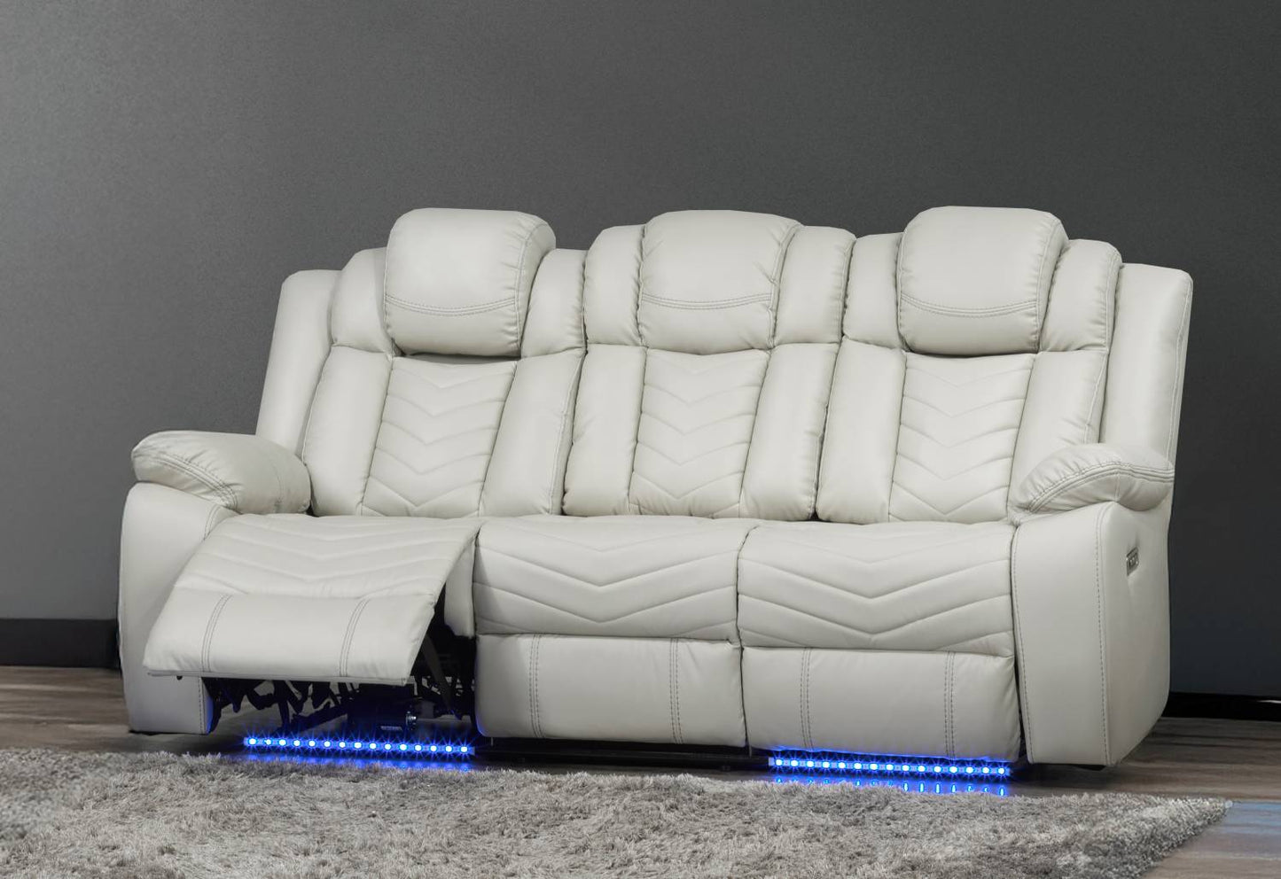 L3765 Rogue Sofa with Double Tray & Power - Light Grey