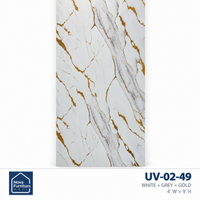White + Grey + Gold UV marble-look wall sheet, 4 feet wide by 9 feet high, SKU UV-02-49 — Nova Furniture product card