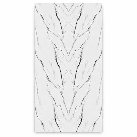 White + Grey UV marble-look wall sheet, 4 feet wide by 8 feet high, SKU UV-03-48