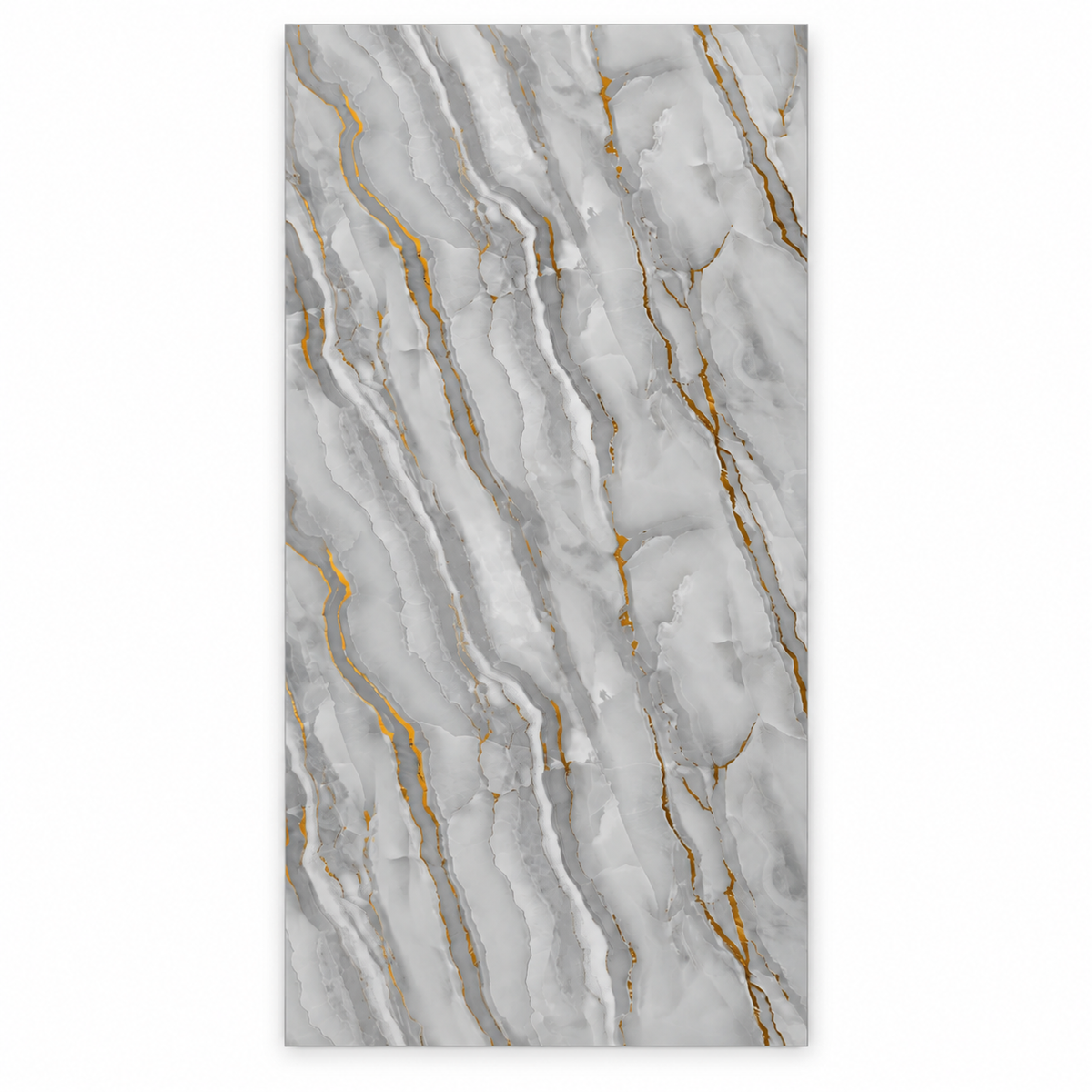 Grey + Gold UV marble-look wall sheet, 4 feet wide by 8 feet high, SKU UV-05-48, supplier design 24801