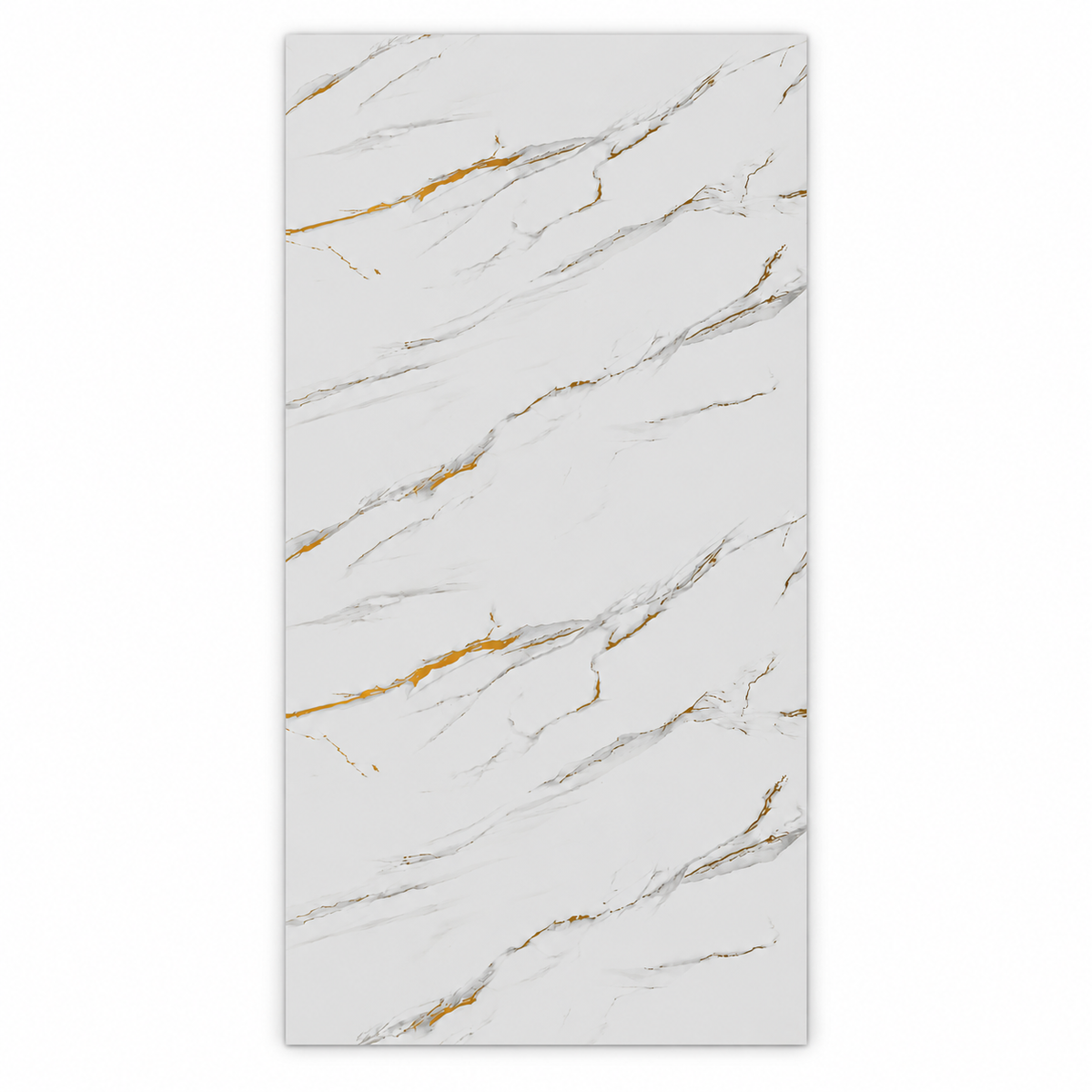 White + Gold UV marble-look wall sheet, 4 feet wide by 8 feet high, SKU UV-06-48, supplier design 8006